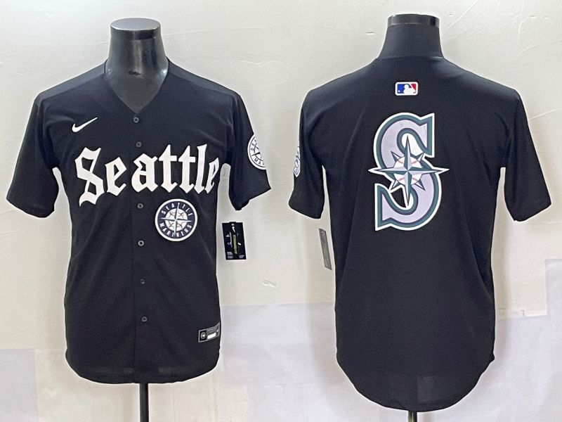 Men 2025 Seattle Mariners Blank black Five generations Joint Name Nike MLB Jersey style 13